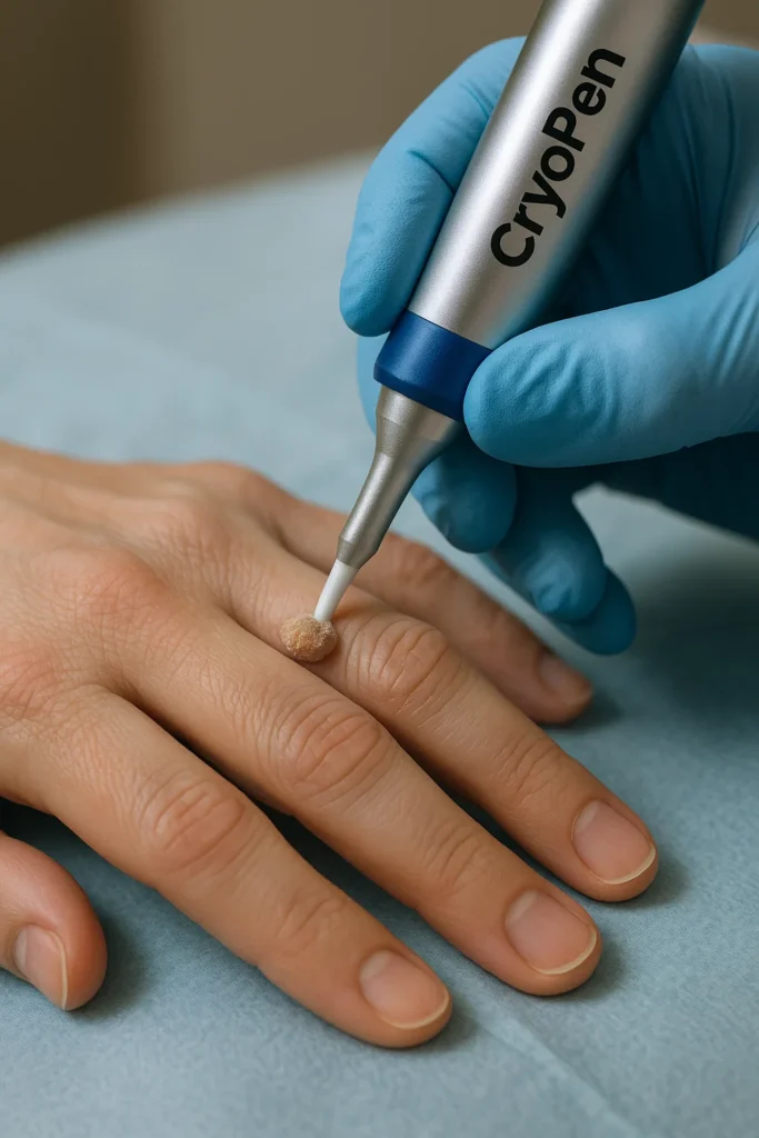 example of cryopen wart removal Ealing treatment on a persons finger