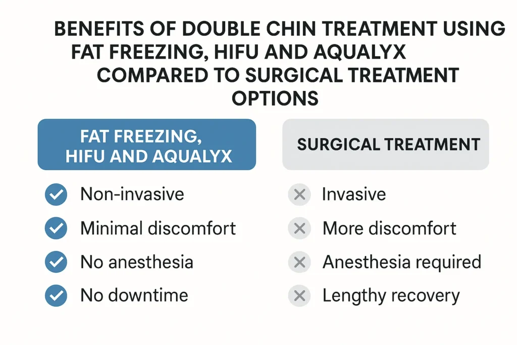 Graphic about the benefits of double chin treatment Ealing - from LA LIPO