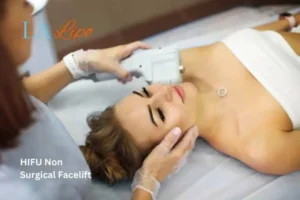 Woman having Hi-Fu to reduce wrinkles Ealing.