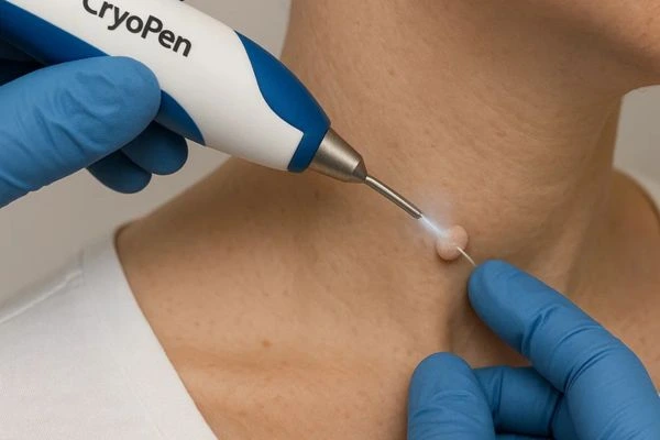 Person receiving Cryotherapy skin tag removal Ealing