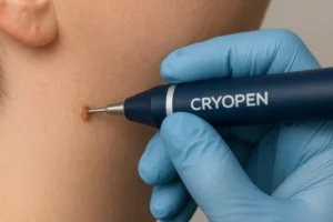 Person receiving skin tag removal Ealing