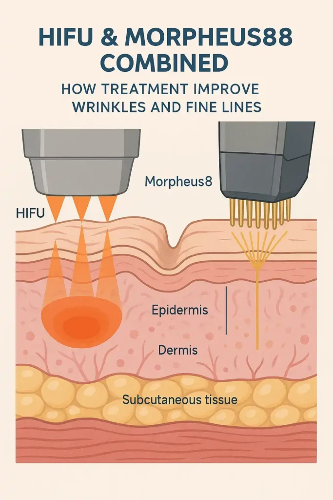 Diagram showing HIFU & Morpeus8 Ealing and the benefits for reduction in wrinkles and fine lines