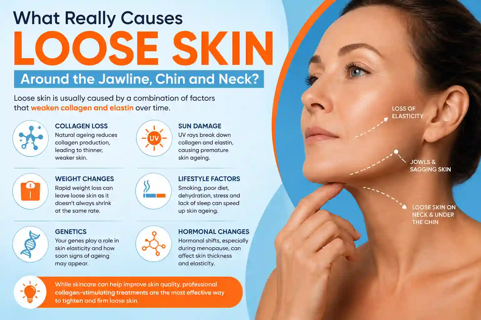 What Really Causes Loose Skin Around the Jawline, Chin and Neck Ealing?